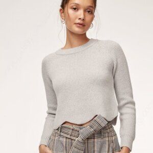 Wilfred 100% Wool Sweater Grey Cropped Scalloped Edge Size L Excellent Condition
